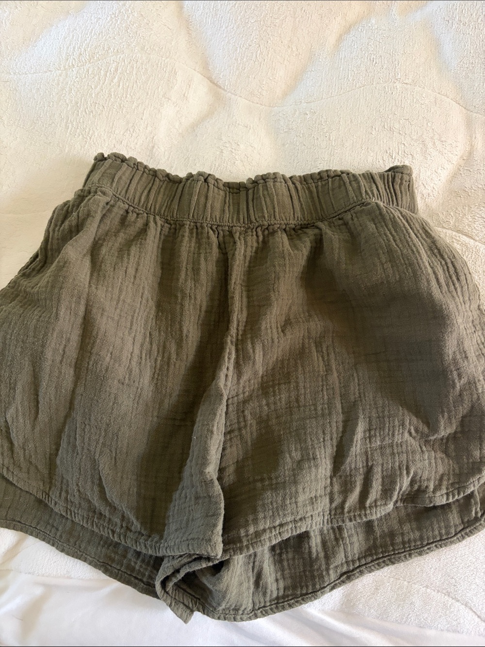 Universal thread Olive Green Gauze Shorts with Elastic Waist